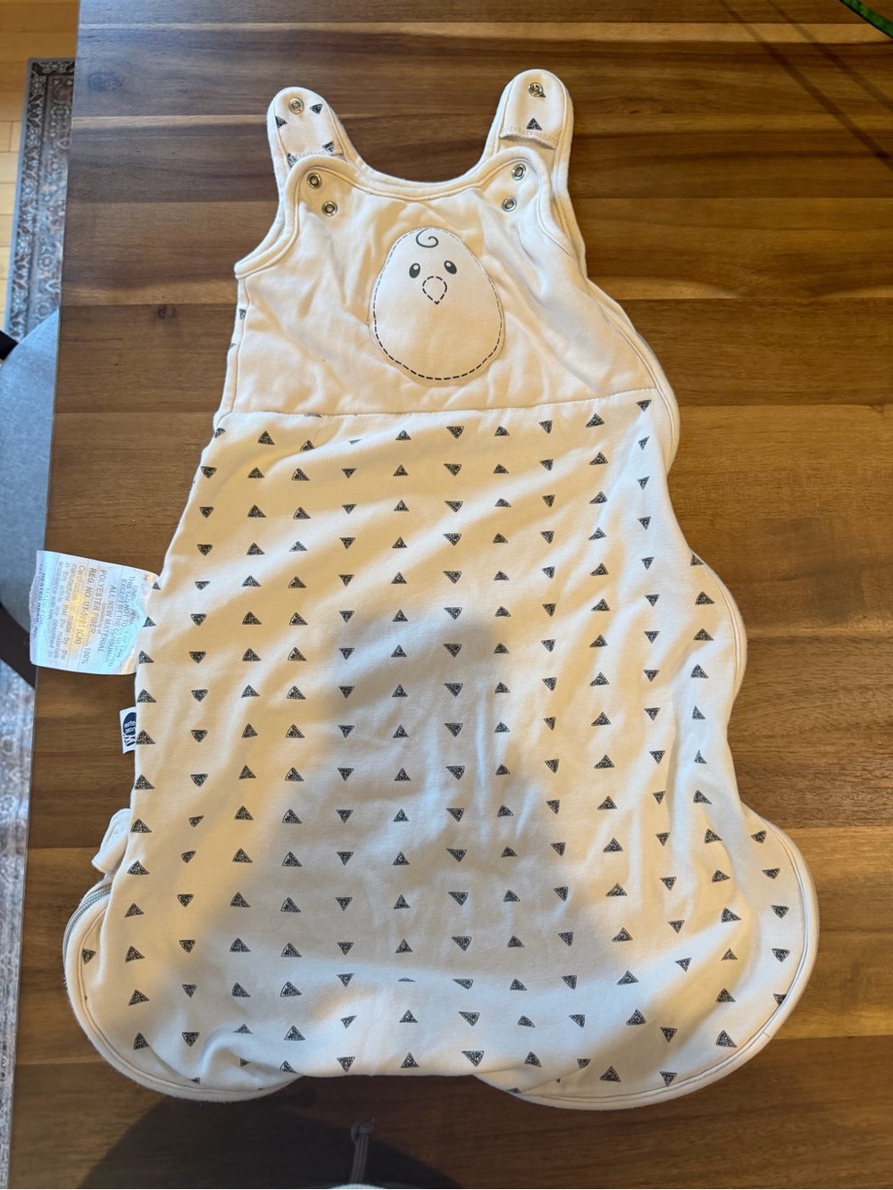 Nested Bean Weighted Cream Baby Sleep Sack with Triangle Print Tog1.0
